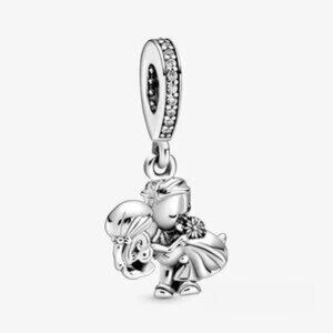 New Pandora Married couple sterling silver dangle with clear cubic charm